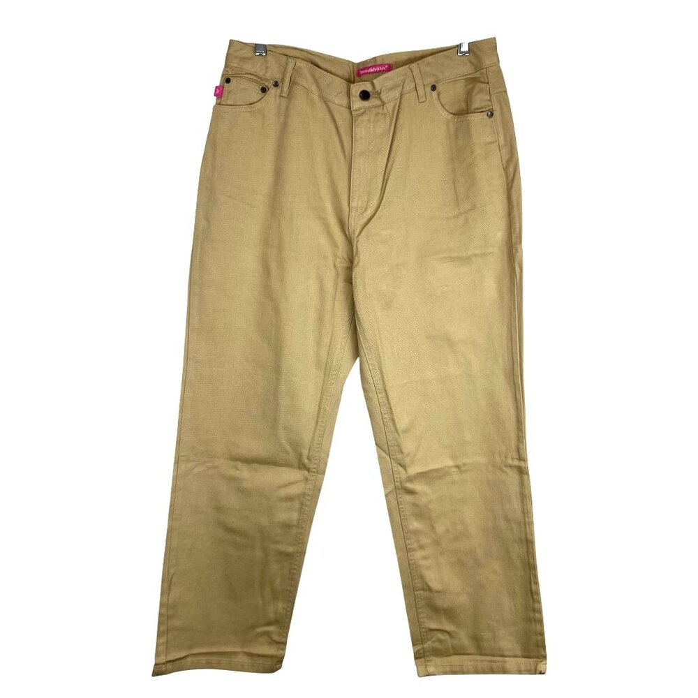 Womans 14W 5-Pocket Preppy Academia Outdoor Natural Fit Khaki Pants 100% Cotton